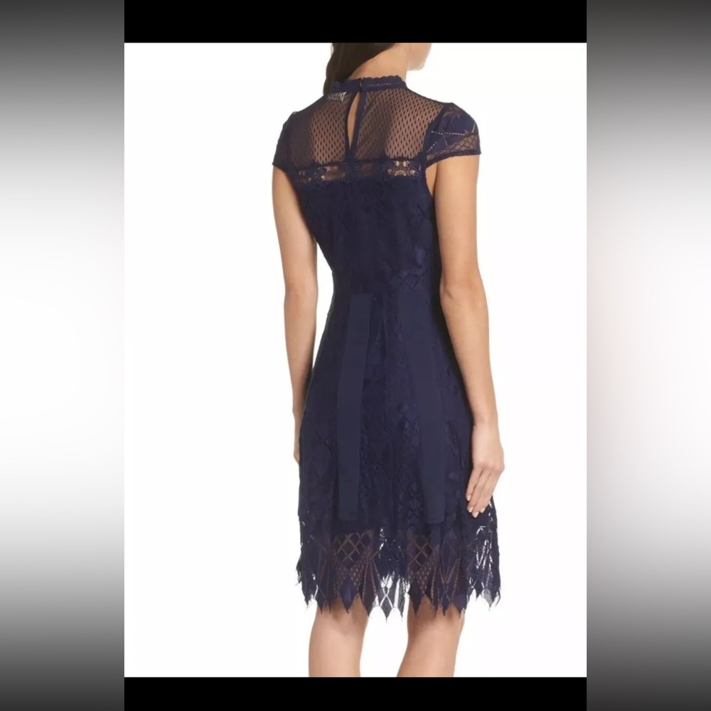 NWT Anthropologie Foxiedox Bravo Zulu Lace Fit & Flare Dress S m 4 Blue - Picture 2 of 4